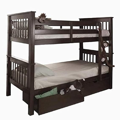 Mango Wood Highst Bunk Bed with Storage for Bedroom | Brown Finish Aprodz