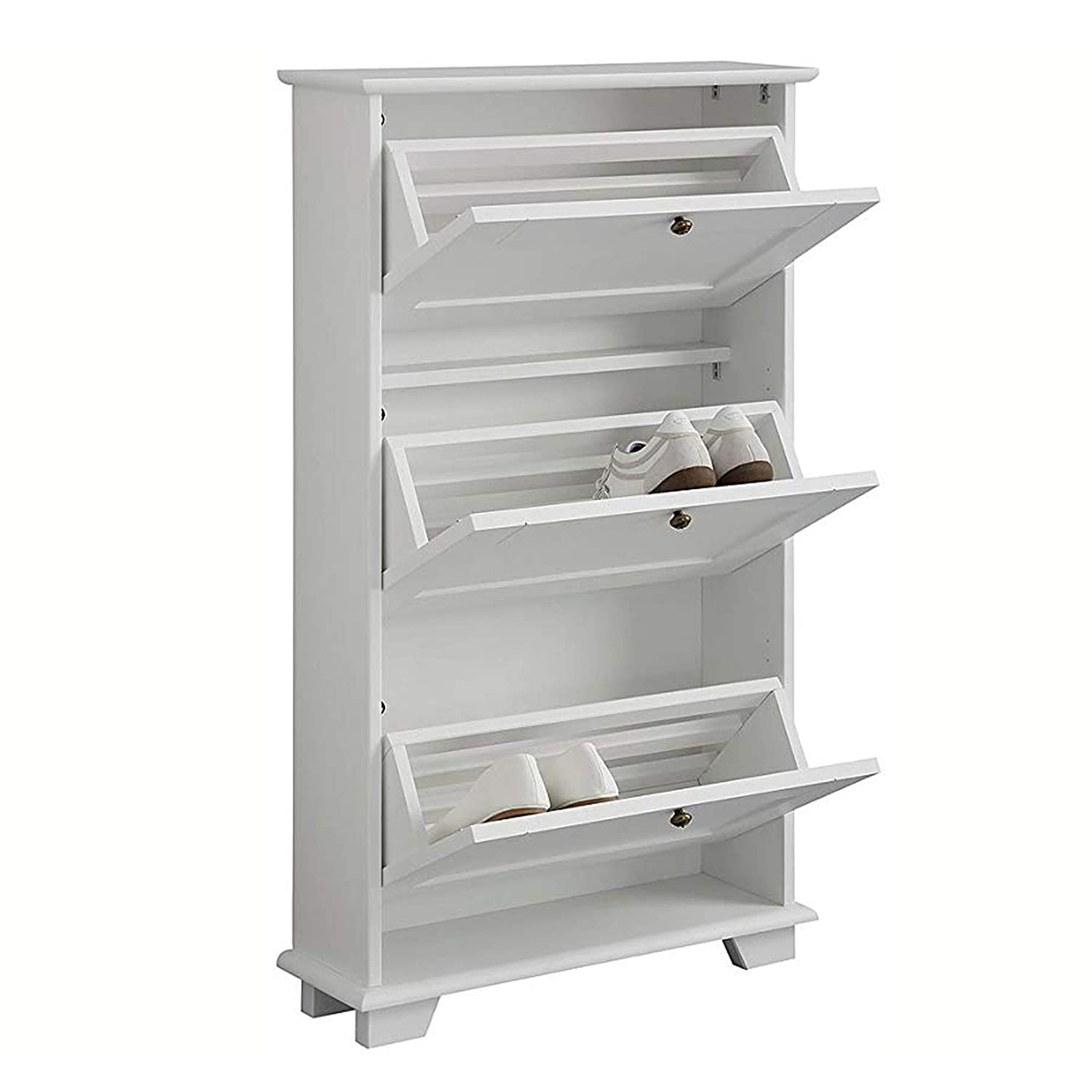 APRODZ Solid Wood Tyso Shoe Cabinet for Home | Shoe Rack Organiser | White Finish?