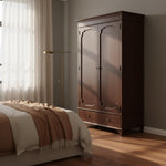 Mango Wood Wardrobe for Bedroom 2-Door Modular Wooden Almirah for Storage/Space Saving with 1-Drawer/Storage Organizer Rack Clothes Cupboard for Bedroom 