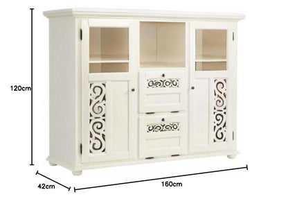 APRODZ Soild Wood Fora Sideboard Storage Cabinet for Living Room | White Finish