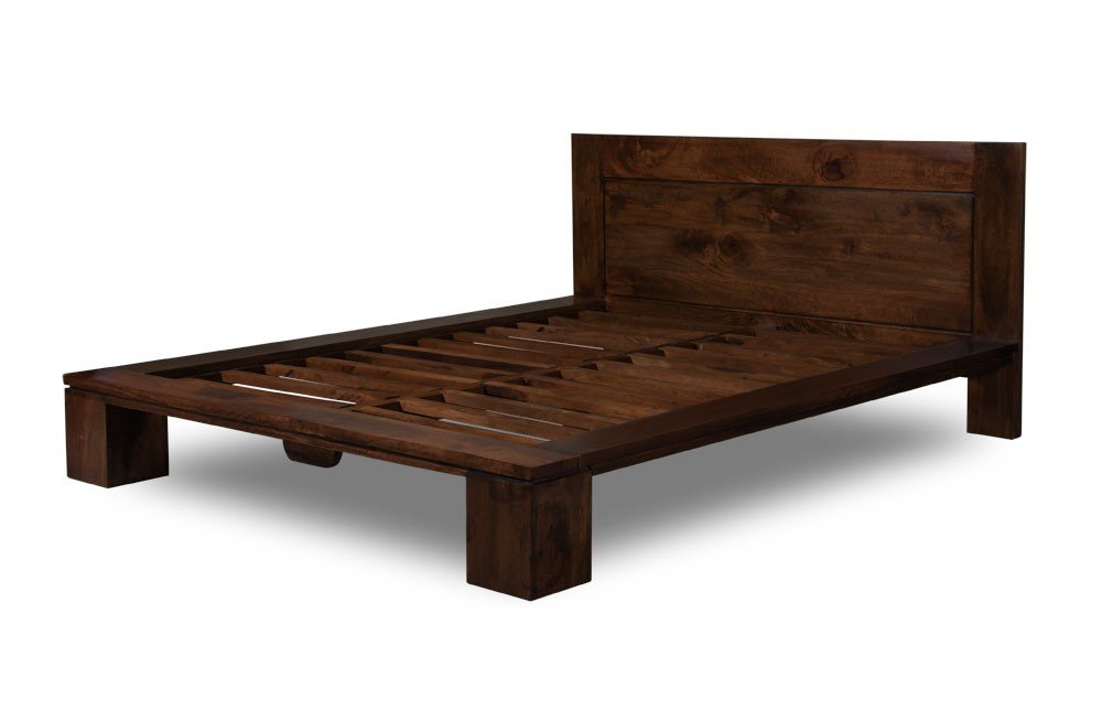 APRODZ Mango Wood Queen Size Arkansas Bed for Bedroom Stylish | Mahogany Finish