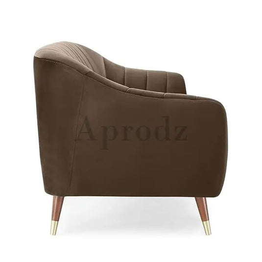 Translation missing: en.Modern Velvet 3-Seater Sofa – Channel Tufted Gold Legs (Brown) | Living room 