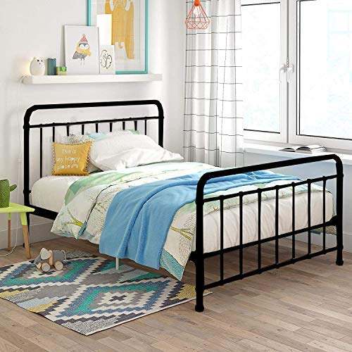 Marks Elegant Metal Bed Frame with Headboard & Footboard 