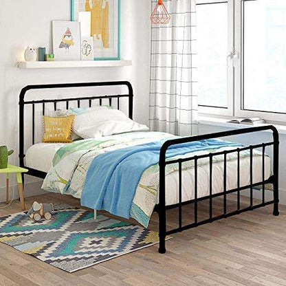 Marks Elegant Metal Bed Frame with Headboard & Footboard 