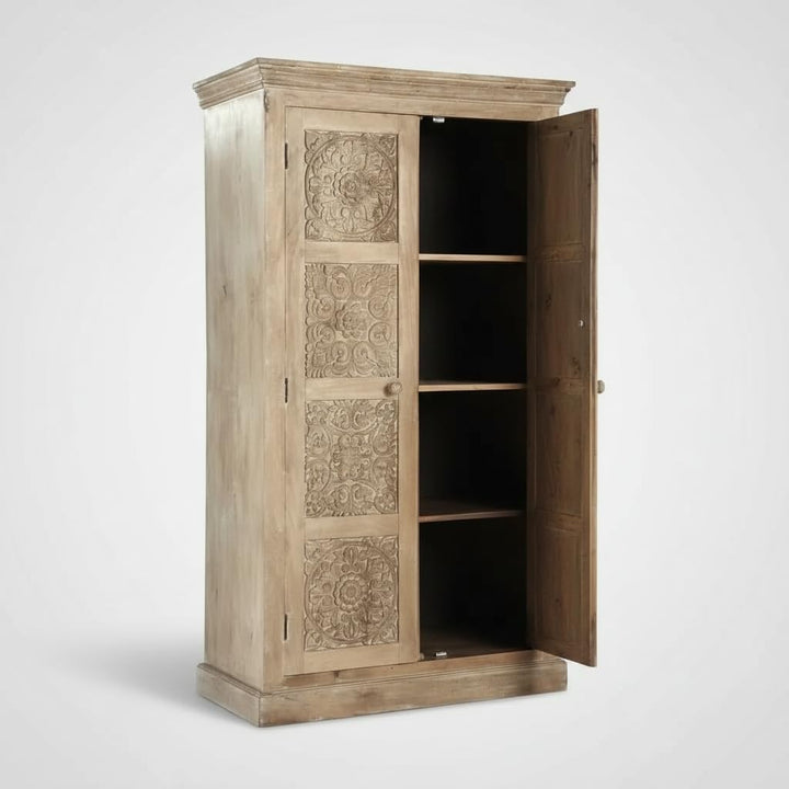 Translation missing: en.Floreale wardrobe Carved Mango Wood 2-Door Wardrobe rah 