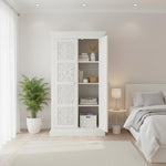Floreale wardrobe Carved Mango Wood 2-Door Wardrobe Almirah 