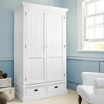 Mango Wood Multipurpose Storage Warsaw Wardrobe for Living Room | 2-Door and 2 Drawer Almirah | Grey 