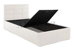 APRODZ Upholstered Single Size Bed with Box Storage (White Leatherette)