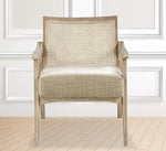 Deleon Living Chair in Cane Back Upholstered | (Light Brown Finish) 