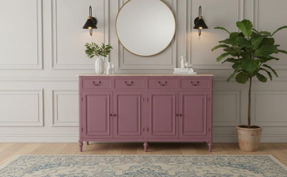 Solid Wood Cancun Storage Sideboard Cabinet with 4 Door and 4 Drawer for Living Room 