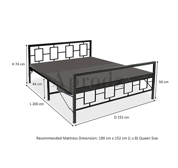 Metal Bed | Metal Bed With Foam Mattress Included | (King, Queen, Single Size with Mattress) (Geometric Design & Geometric Design with Foam) Aprodz