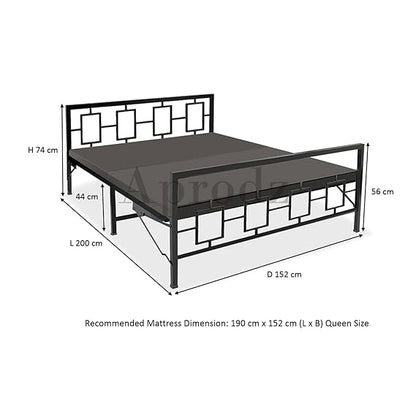 Metal Bed | Metal Bed With Foam Mattress Included | (King, Queen, Single Size with Mattress) (Geometric Design & Geometric Design with Foam) Aprodz