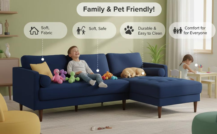 Translation missing: en.MidCen Wooden 3 Seater Sofa Set with High-Density Comfortable Foam for Home &amp; Living Room (Upholstered- Dark Green Velvet Fabric) 
