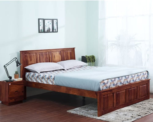 APRODZ Sheesham Wood Cordoba Queen Size Bed for Bedroom | Mahogany Finish