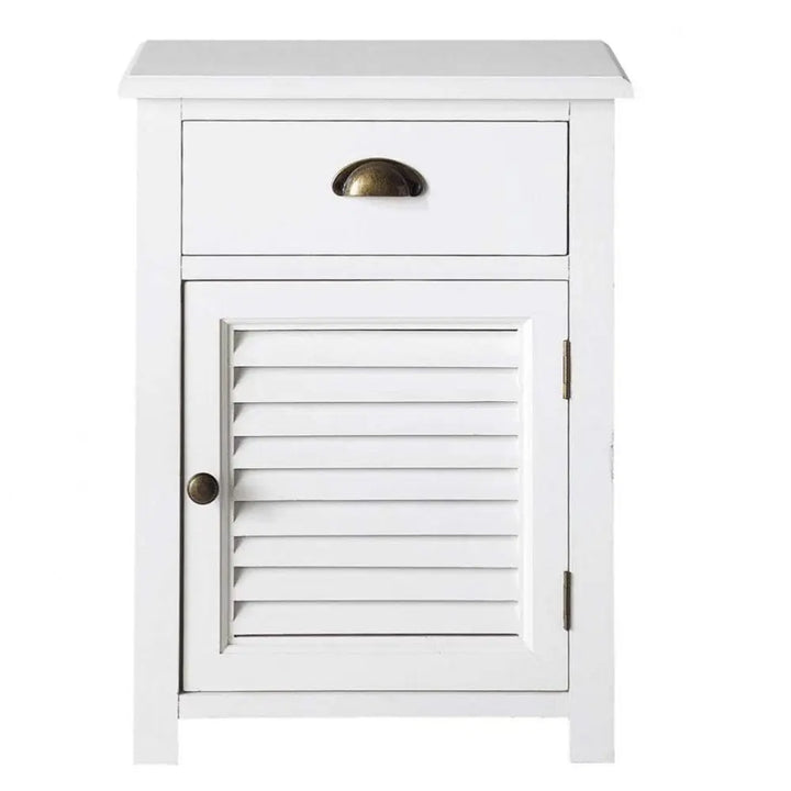 Translation missing: en.Mango Wood Boana Bedside Table – Stylish Wooden Nightstand with One Drawer &amp; Shelves for Bedroom Storage &amp; Home Organization (White Finish) 