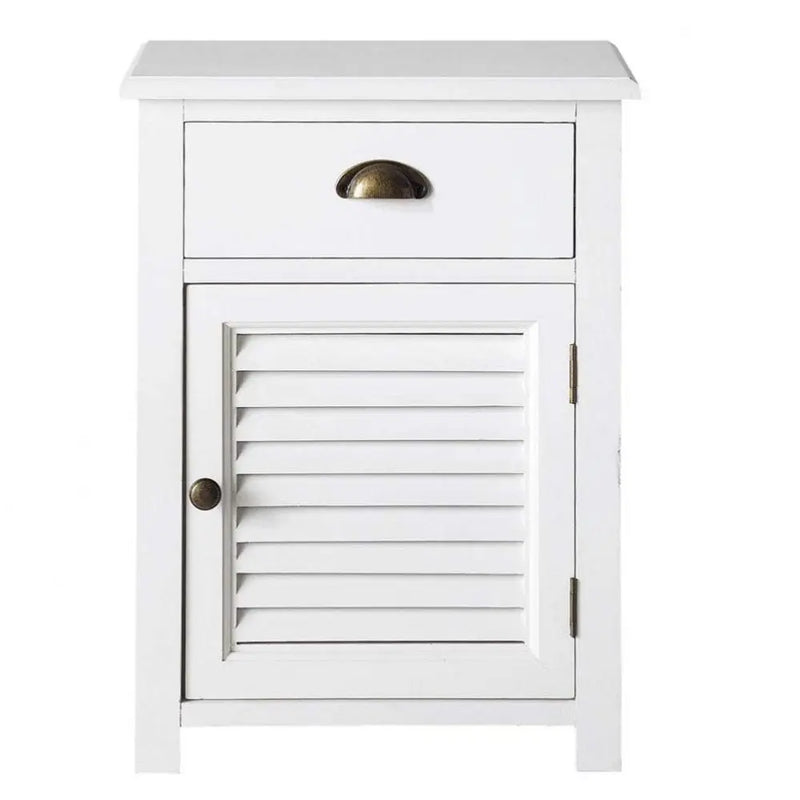 Mango Wood Boana Bedside Table – Stylish Wooden Nightstand with One Drawer & Shelves for Bedroom Storage & Home Organization (White Finish) 