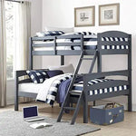Solid Wood Reese Bunk Bed for Bedroom | Graphite Blue Finish 