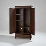 Mango Wood Wardrobe for Bedroom 2-Door Modular Wooden Almirah for Storage/Space Saving with 1-Drawer/Storage Organizer Rack Clothes Cupboard for Bedroom 