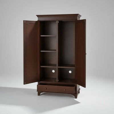 Mango Wood Wardrobe for Bedroom 2-Door Modular Wooden rah for Storage/Space Saving with 1-Drawer/Storage