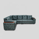 7-Seater Sofa with Padded Armrest, Premium Faux Leather Fabric Corner Sofa 