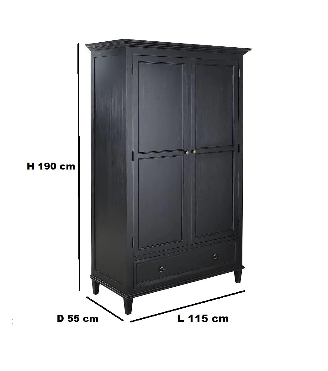 APRODZ Nera Mango Wood Two Door and 1 Drawer Wardrobe Storage Almirah Cupboard for Cloths (Solid Wood - Black)