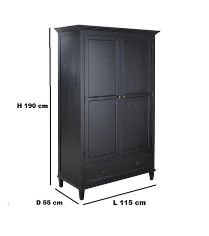 APRODZ Nera Mango Wood Two Door and 1 Drawer Wardrobe Storage Almirah Cupboard for Cloths (Solid Wood - Black)