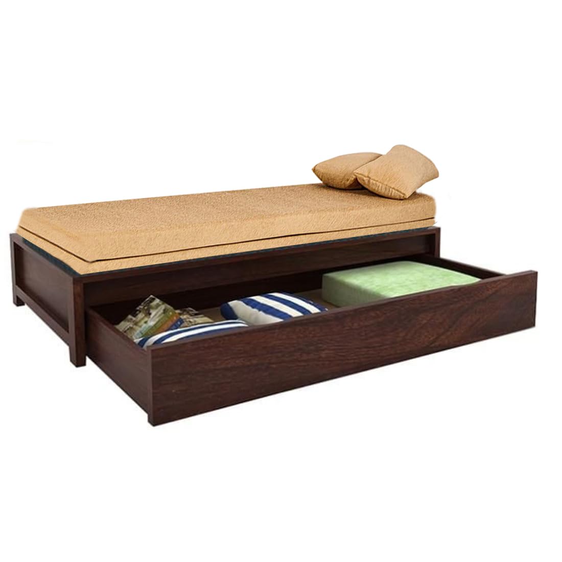 Sheesham Wood Hosia Bed for Bedroom Living Room Divan with Storage-Honey Finish