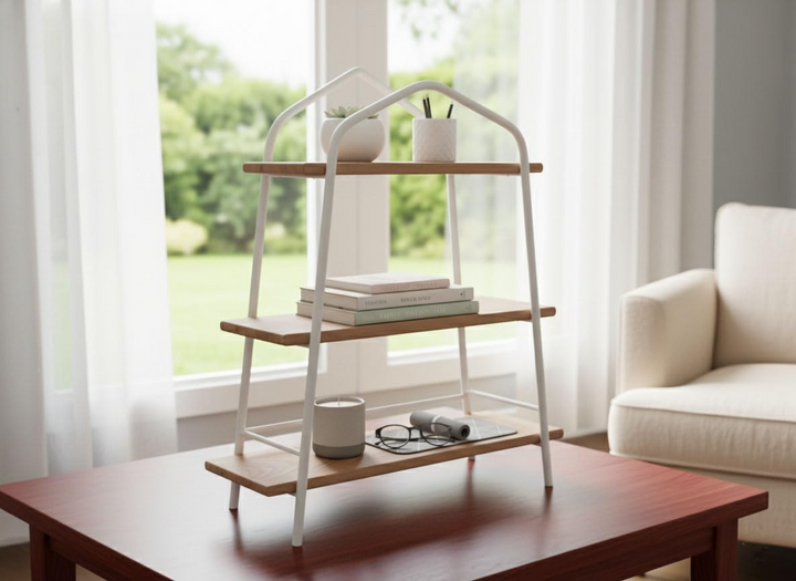 Translation missing: en.3-Tier Wood &amp; Metal Organizer Shelf Brown Finish 