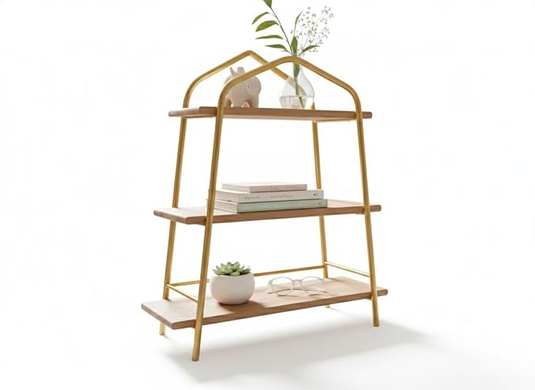 Translation missing: en.3-Tier Wood &amp; Metal Organizer Shelf Brown Finish 
