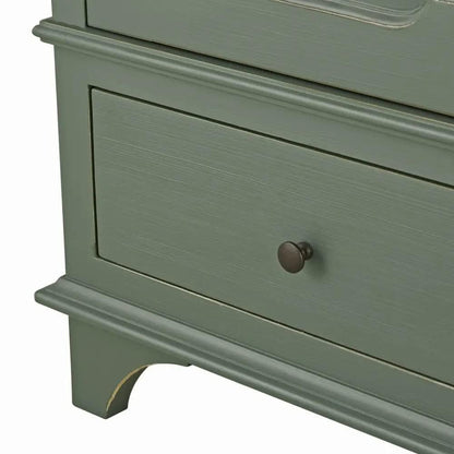 APRODZ Arco Mango Wood Two Doors 1 Drawer Wardrobe Storage Almirah Cupboard for Cloths (Solid Wood - Khaki Green)