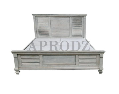 Elmore Mango Wood Bed for Bedroom Furniture (Whitewash Finish)
