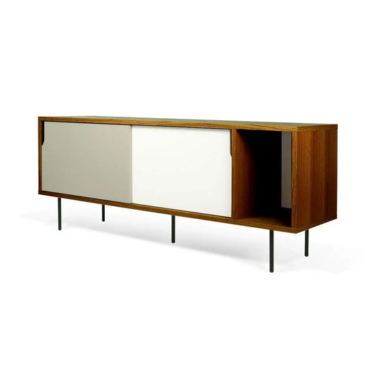 Translation missing: en.APRODZ Solid Wood Clearcut Storage Side Board Unit for Living Room | Oak Matte Grey White Finish