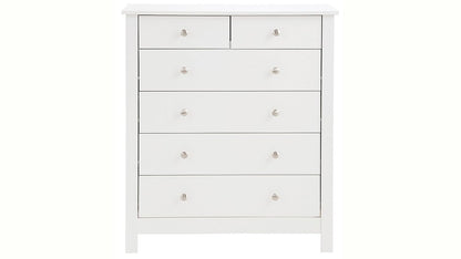 APRODZ Mango Wood Ania Chest of 6 Drawers Storage Cabinet for Living Room | Wooden Sideboard | White Finish