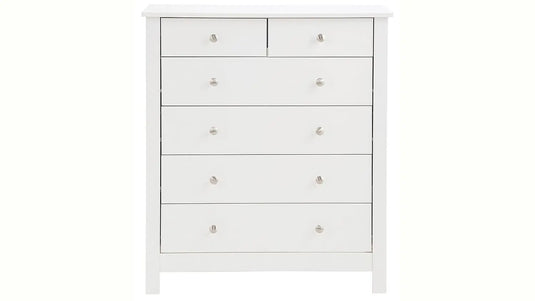 Translation missing: en.APRODZ Mango Wood Ania Chest of 6 Drawers Storage Cabinet for Living Room | Wooden Sideboard | White Finish