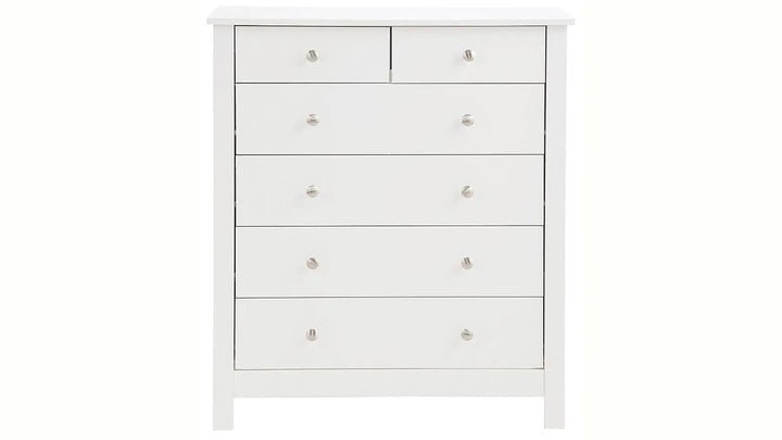Translation missing: en.APRODZ Mango Wood Ania Chest of 6 Drawers Storage Cabinet for Living Room | Wooden Sideboard | White Finish