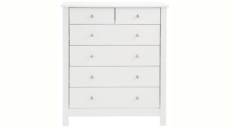 APRODZ Mango Wood Ania Chest of 6 Drawers Storage Cabinet for Living Room | Wooden Sideboard | White Finish