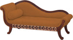 Couch Three Seater Upholstery and Mango Wood Sofa (Fabric + Sweet Orange Fabric + Walnut) 