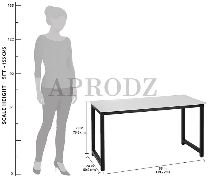 Translation missing: en.APRODZ Computer Desk 55" Modern Sturdy Office Desk Study Writing Desk for Home Office, White