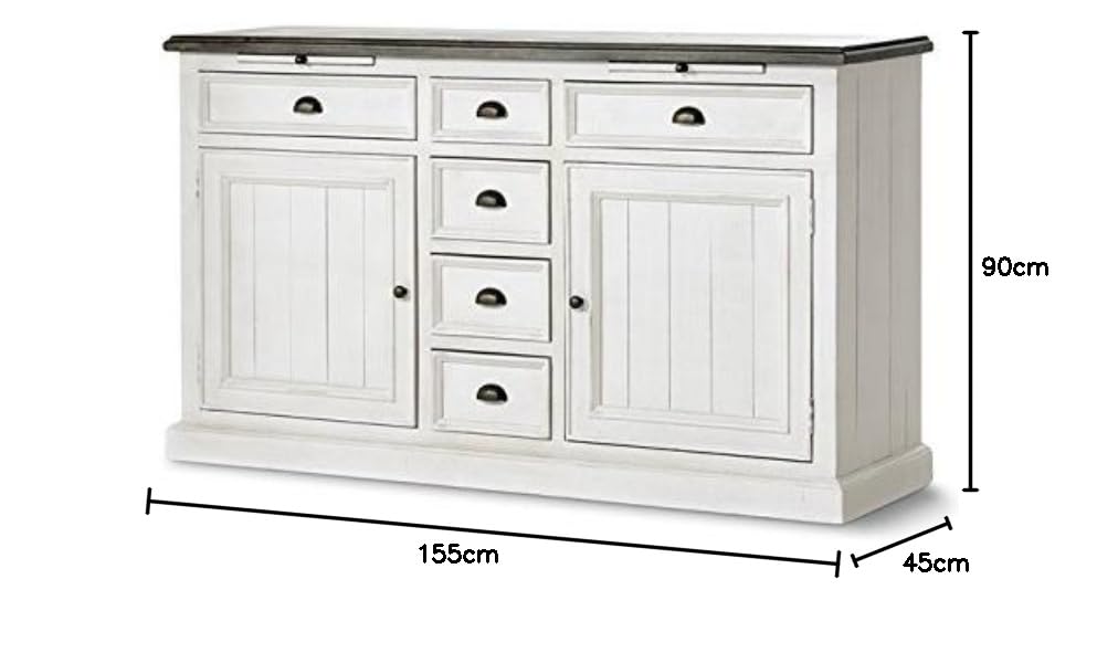 APRODZ Mango Wood Talne Sideboard Storage Cabinet for Living Room | Wooden Cabinet for Kitchen | White Finish