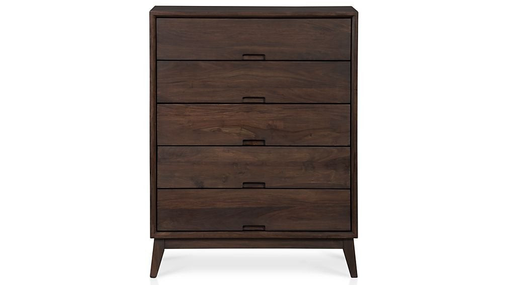 APRODZ Mango Wood Storage Cabinet Cruz Chest of 5 Drawers Furniture for Living Room | Brown