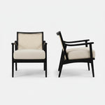 Deleon Living Chair in Cane Back Upholstered | (Light Brown Finish) 