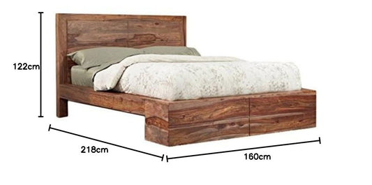 APRODZ Sheesham Wood Queen Size Fenton Bed for Bedroom Stylish | Honey Finish