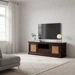 Sheesham Wood and Cane Tv Unit Cabinet | Two Door 