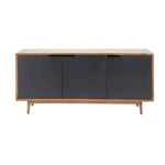 APRODZ Mango Wood Rivne Sideboard Storage Cabinet for Living Room | Wooden Cabinet for Kitchen | Brown & Black Finish