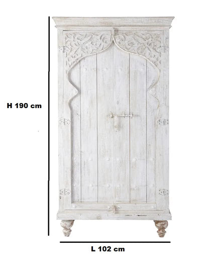 APRODZ Mehrab Mango Wood 2-Door Wardrobe Storage Almirah Cupboard for Cloths (Solid Wood - White)