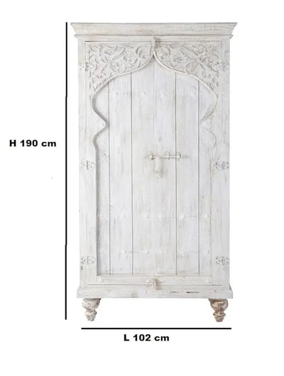 Mehrab Mango Wood 2-Door Wardrobe Storage rah Cupboard for Cloths (Solid Wood - White)