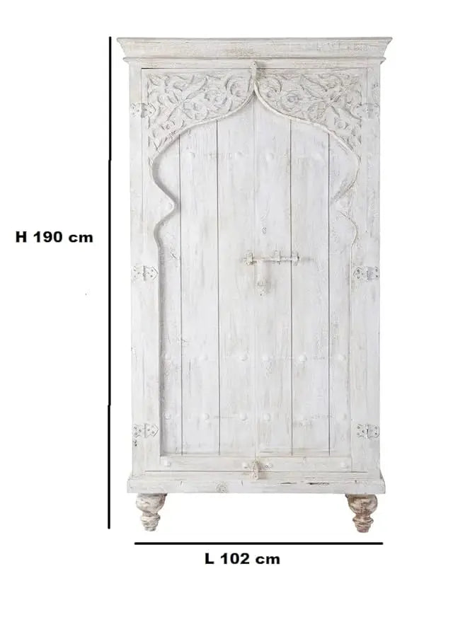 Translation missing: en.Mehrab Mango Wood 2-Door Wardrobe Storage Almirah Cupboard for Cloths (Solid Wood - White) 