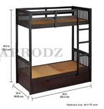 Sheesham Wood Moyer Bunk Bed for Bedroom | Brown Finish 