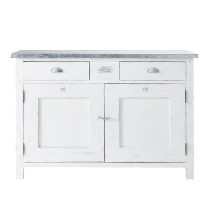 APRODZ Mango Wood Torez Sideboard Storage Cabinet for Living Room | Wooden Cabinet for Kitchen | White Finish