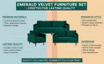 MidCen Wooden 6 Seater 3+2+1 Sofa Set with High-Density Foam for Home & Living Room (Upholstered- Dark Green Velvet Fabric) 